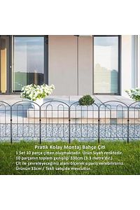 DEKORATİF BAHÇE ÇİTİ 10'LU SET 330CM MODEL - 1 SİYAH HOBİ BAHÇESİ, ÇİÇEK, SEBZE, MİNİ BAHÇE ürün fotoğrafı