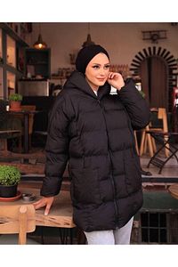 Kadın Siyah Şişme Oversize Mont ürün fotoğrafı