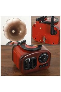 Premium Pro Retro Nostaljik Görünümlü Gramafon Radyo Müzik Kutusu Kurmalı Home Serisi Osmanlı Tarzı ürün fotoğrafı