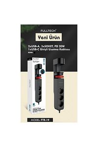 Akım Korumalı Priz Masa Kenarı Ayarlanabilir 3 Priz + 2 USB + 1 Type C Girişli Priz ürün fotoğrafı