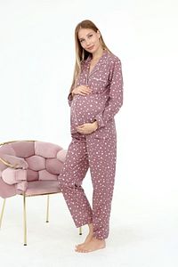 Likapa Penye Önden Düğmeli Hamile Lohusa Uzun Kol Pijama Takımı ürün fotoğrafı