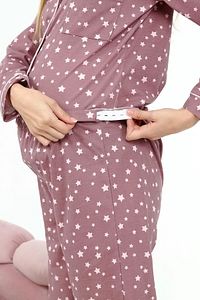 Likapa Penye Önden Düğmeli Hamile Lohusa Uzun Kol Pijama Takımı ürün fotoğrafı