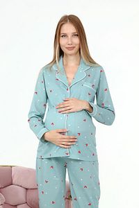 Likapa Penye Önden Düğmeli Hamile Lohusa Uzun Kol Pijama Takımı ürün fotoğrafı