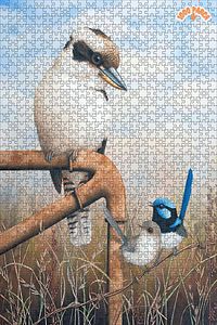 Kookaburra &amp; çalıkuşları Dekoratif Çift Katlı Çerçeveli Asılabilir Ahşap Puzzle 500 PARÇA 30X50 ürün fotoğrafı