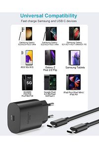Samsung Galaxy S21/S22/S23/24/S24 Plus/S24 Ultra Uyumlu Hızlı Şarj 25W USB-C Type-C PD Şarj Cihazı ürün fotoğrafı