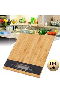 Ahşap Lüks Dijital Ekranlı 5 Kg 1 Gr Çok Şık Hassas Elektronik Mutfak Terazisi ürün fotoğrafı