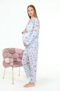 Likapa Penye Önden Düğmeli Hamile Lohusa Uzun Kol Pijama Takımı ürün fotoğrafı
