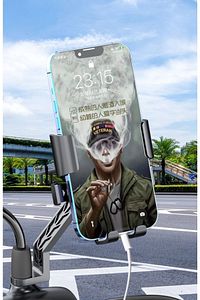 Ayarlanabilir Bisiklet Scooter Motosiklet Otomatik Tuşlu Motorsiklet Ayna Bağlantılı Telefon Tutucu ürün fotoğrafı