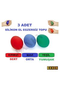 3 Sertlikte Silikon El Bilek Parmak Güçlendirme, Ameliyat Sonrası El Stres Egzersiz Topu 3'lü ürün fotoğrafı