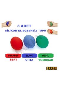 3 Sertlikte Silikon El Bilek Parmak Güçlendirme, Ameliyat Sonrası El Stres Egzersiz Topu 3'lü ürün fotoğrafı