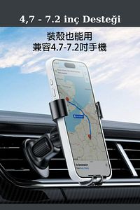 Araç Tutucu Hava Çıkış Kancalı Ayarlanabilir Kauçuk Korumalı Sarsılmaz Telefon Tutucu Braket C243 ürün fotoğrafı