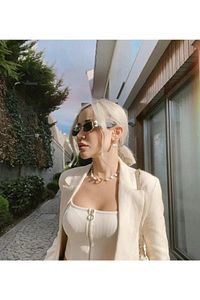 Siyah Kare Gold Halkalı Çerçeve Güneş Gözlüğü ürün fotoğrafı