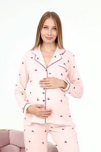 Likapa Penye Önden Düğmeli Hamile Lohusa Uzun Kol Pijama Takımı ürün fotoğrafı