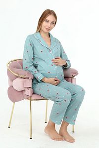 Likapa Penye Önden Düğmeli Hamile Lohusa Uzun Kol Pijama Takımı ürün fotoğrafı