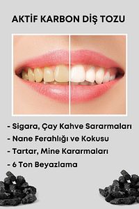 Aktif Karbon Diş Temizleme Tozu 50 Gr Extra Beyazlatıcı Diş Tozu + Nane ürün fotoğrafı