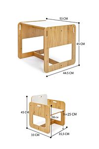Ahşap Çocuk Oyun Aktivite Masası Sandalyesi Çalışma Masası 2-4 Yaş Kumru Model Naturel ürün fotoğrafı