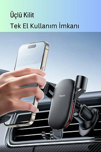 Araç Tutucu Hava Çıkış Kancalı Ayarlanabilir Kauçuk Korumalı Sarsılmaz Telefon Tutucu Braket C243 ürün fotoğrafı