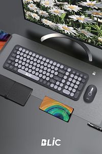 BKB6 Gri Ev Ofis İş Yeri 2.4 GHz Kablosuz Klavye Mouse Seti ürün fotoğrafı