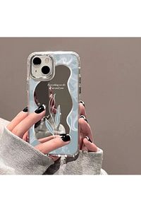 Iphone 15 - 14 - 13 Uyumlu Aynalı Yaprak Model Silikon Kılıf ürün fotoğrafı
