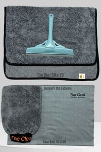 4'lü Mikrofiber Oto Yıkama Kurulama Araba Silme Bezi + Cam Bezi + Oto Eldiveni + Silecek ürün fotoğrafı
