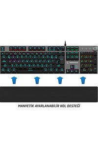 Kb-r28 Blade Plus Siyah/gümüş Gökkuşağı Türkçe Kırmızı Switch Mekanik Klavye Gaming Oyuncu Klavyesi ürün fotoğrafı