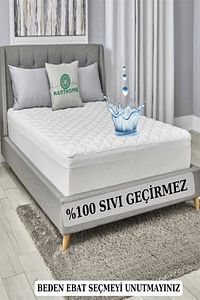 Kapitone Fitted %100 Su Sıvı Geçirmez Pamuk Alez Yatak Koruyucu Kapitoneli Yatak Alezi 9 Ebat ürün fotoğrafı