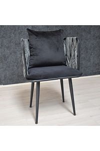 Kaz Ayaklı Siyah Sandalye Takımı Balkon,teras,kafe,bistro Çay Seti Takım ürün fotoğrafı