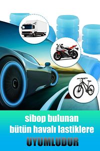Sibop Kapağı Mavi Gece Parlayan Motor Jant Işığı Led Hareket Sensörlü 4 Adet ürün fotoğrafı