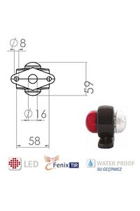 (10 Adet) Tek Ledli Mini Takoz Kırmızı-beyaz 12v-24v ürün fotoğrafı