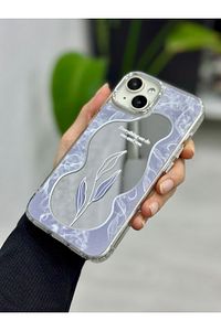 Iphone 15 - 14 - 13 Uyumlu Aynalı Yaprak Model Silikon Kılıf ürün fotoğrafı
