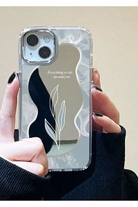 Iphone 15 - 14 - 13 Uyumlu Aynalı Yaprak Model Silikon Kılıf ürün fotoğrafı