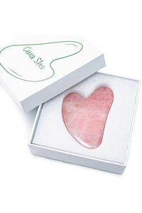 Doğaltaş Kalp Pembe Kuvars Gua Sha Yüz Masaj Taşı ürün fotoğrafı
