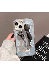 Iphone 15 - 14 - 13 Uyumlu Aynalı Yaprak Model Silikon Kılıf ürün fotoğrafı