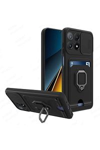 Xiaomi Poco X6 Pro 5g Kılıf Kamera Lens Sürgülü Korumalı Yüzüklü Kartvizit İp Askılı Zuma Silikon ürün fotoğrafı
