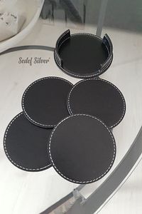 Suni Deri Bardak Altlığı Çay Kahve Içecek Altlığı Masaüstü Ofis Masa Aksesuarı Bardaklık Altlık ürün fotoğrafı