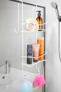 Paslanmaz 2 Katlı Askılı Banyo Duş Rafı Sabunluk Duşakabin Şampuanlık Beyaz ürün fotoğrafı