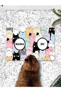 Kedi Mama Önü Paspası, Kedi Tuvalet Önü Paspası, Kedi Desenli Paspas, 50x70cm ürün fotoğrafı