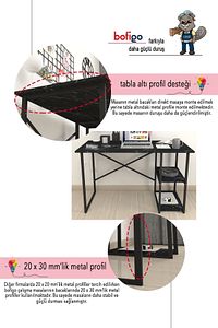 60x120 Cm 2 Raflı Çalışma Masası Bilgisayar Masası Ofis Ders Yemek Masası Bendir ürün fotoğrafı