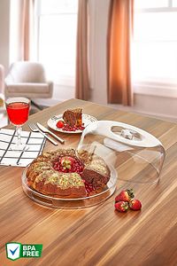 Kek Fanusu Şık Kek Pasta Sunum Standı Tepsi Fanus Kristal Çok Amaçlı Kullanım Sunum Tepsisi 27cm ürün fotoğrafı