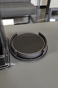 Suni Deri Bardak Altlığı Çay Kahve Içecek Altlığı Masaüstü Ofis Masa Aksesuarı Bardaklık Altlık ürün fotoğrafı