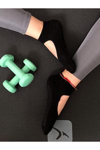 2'çift Kadın Siyah Kaydırmaz Pilates Ve Yoga Çorabı ürün fotoğrafı
