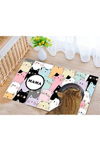 Kedi Mama Önü Paspası, Kedi Tuvalet Önü Paspası, Kedi Desenli Paspas, 50x70cm ürün fotoğrafı