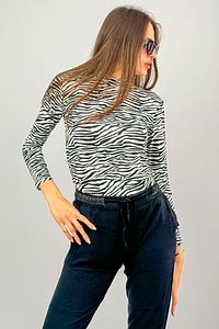 Kadın Zebra Desenli Body Uzun Kollu Yarım Balıkçı Yaka 1 Adet Badi ürün fotoğrafı