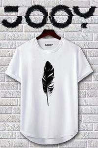 Unisex Siyah Beyaz Oval Kesim Tüy Tasarım Tshirt Ikili Set ürün fotoğrafı