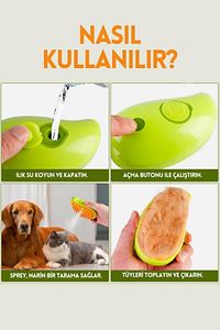 Buharlı Kedi Köpek Tarağı Yumuşak Silikon Başlıklı Kedi Tarağı Buharlı Kedi Köpek Yıkama Fırçası ürün fotoğrafı