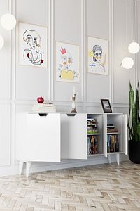 Elegant 4 Kapaklı Dekoratif Konsol  Beyaz ürün fotoğrafı