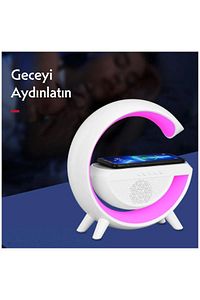 Akıllı Gece Lambası Speaker Bluetooth Hoparlör Kablosuz Şarj Rgb Masa Lambası Yatak Odası Dekor ürün fotoğrafı