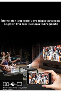 Taşınabilir Sinema Projektörü 1280 * 720P Ev Sineması Bluetooth Android 11 Akıllı Projeksiyon Wifi ürün fotoğrafı