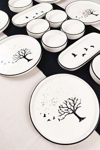 Black Birds 14 Parça 6 Kişilik Kahvaltı Takımı - Sunum Tabağı ürün fotoğrafı