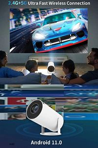 Taşınabilir Sinema Projektörü 1280 * 720P Ev Sineması Bluetooth Android 11 Akıllı Projeksiyon Wifi ürün fotoğrafı